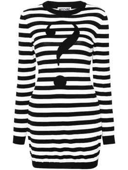 Moschino платье мини вязки интарсия, черный