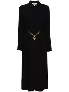 Moschino платье-рубашка с поясом, черный