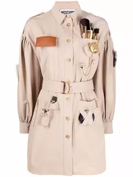 Moschino платье-рубашка в стиле сафари, нейтральный цвет