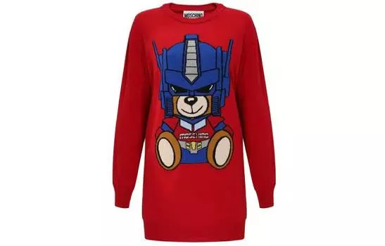 MOSCHINO Платье с длинными рукавами женское красное