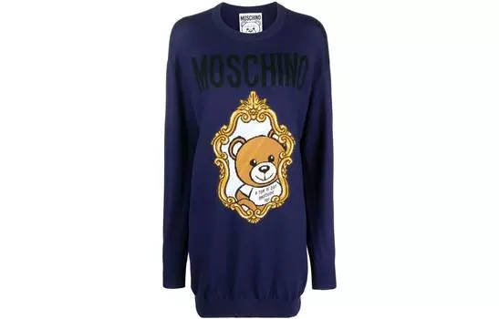 MOSCHINO Платье с длинными рукавами женское синие
