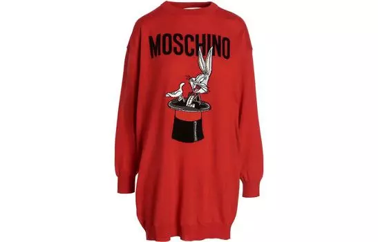 MOSCHINO Платье с длинными рукавами женское красное