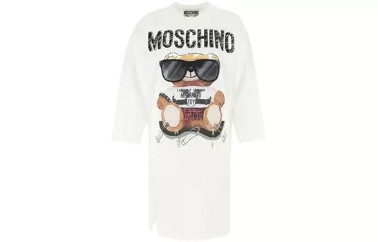 MOSCHINO Платье с длинными рукавами женское белое