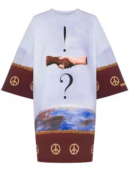 Moschino платье с графичным принтом, синий