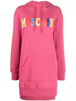 Moschino платье с капюшоном и логотипом, розовый