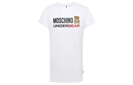 MOSCHINO Платье с короткими рукавами, белое женское