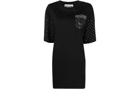 MOSCHINO Платье с короткими рукавами женское черное