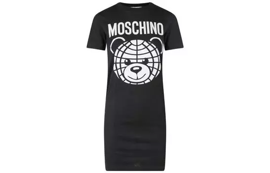 MOSCHINO Платье с короткими рукавами, женское, черное