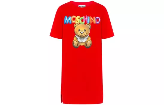 MOSCHINO Платье с короткими рукавами женское красное