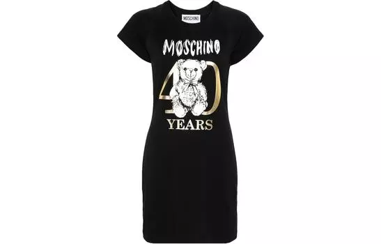 MOSCHINO Платье с короткими рукавами женское черное