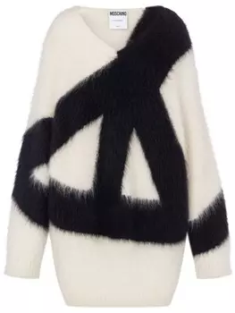 Moschino платье с V-образным вырезом, нейтральный цвет