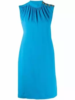 Moschino платье-трапеция со сборками, синий