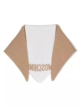 Moschino платок вязки интарсия с логотипом, коричневый