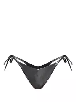 Moschino плавки бикини с завязками по бокам и металлическим блеском, серый