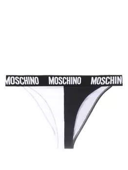 Moschino плавки бикини с завышенной талией и логотипом, черный