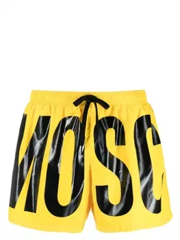 Moschino плавки-шорты с кулиской и логотипом, желтый