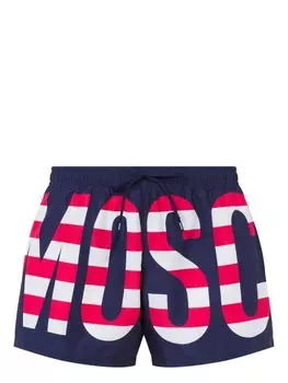 Moschino плавки-шорты с логотипом, синий