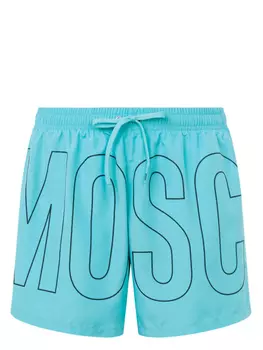 Moschino плавки-шорты с логотипом, синий