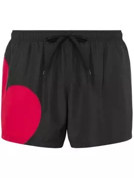 Moschino плавки-шорты с нашивкой, черный