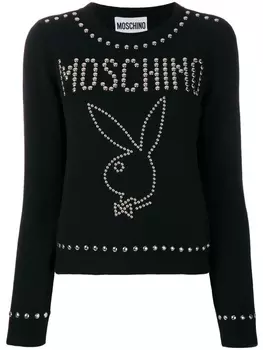 Moschino playboy bunny studded jumper, черный