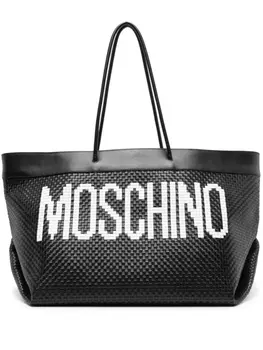 Moschino плетеная сумка-тоут с логотипом, черный