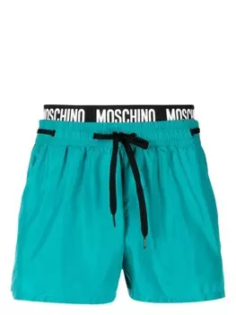 Moschino пляжные шорты с логотипом, зеленый