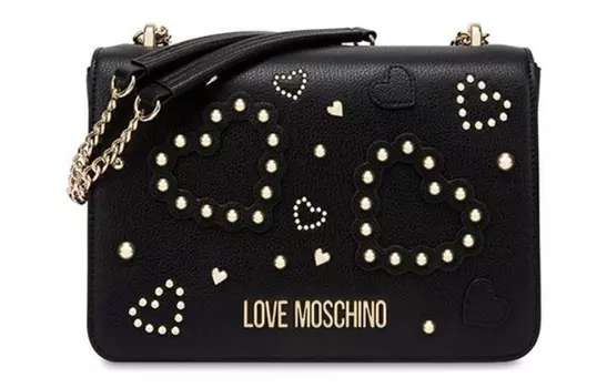 MOSCHINO Полиуретановая маленькая квадратная сумка через плечо, женская, черная