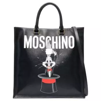 MOSCHINO Полиуретановая сумка через плечо, женская, черная