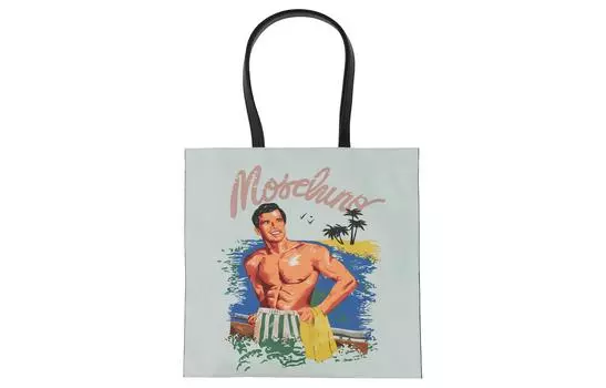 MOSCHINO Полиуретановая сумка-шоппер, сумка-шоппер, сумка через плечо, мужская синяя сумка