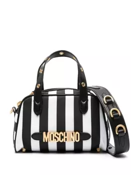 Moschino полосатая сумка-тоут с логотипом, черный