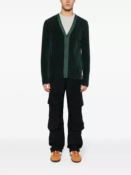 Moschino полосатый кардиган с нашивкой-логотипом, черный