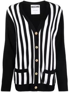 Moschino полосатый кардиган в рубчик, черный