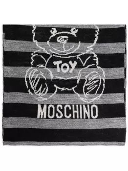 Moschino полосатый шарф с рисунком медведя, черный