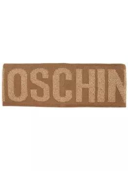 Moschino повязка на голову с логотипом в технике интарсия, коричневый