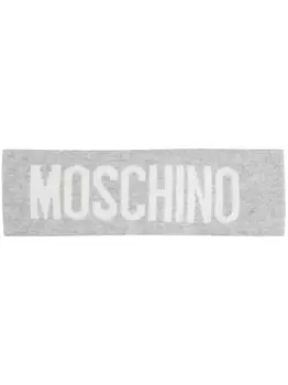 Moschino повязка на голову с логотипом в технике интарсия, серый