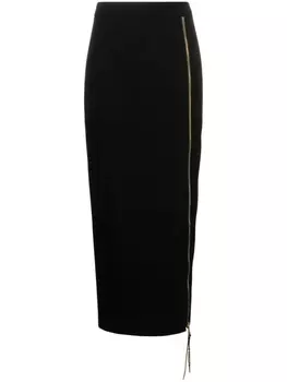 Moschino прямая юбка миди с логотипом, черный