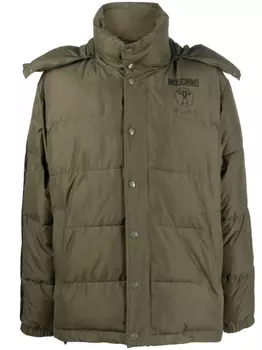 Moschino пуховик с логотипом, зеленый