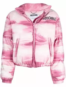 Moschino пуховик с принтом, розовый