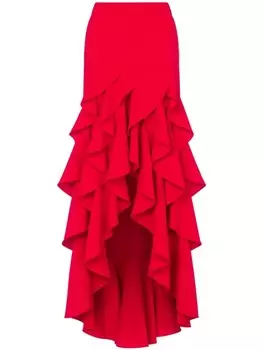 Moschino ярусная юбка асимметричного кроя, красный