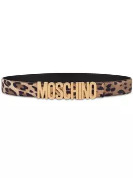 Moschino ремень с леопардовым принтом и логотипом, коричневый