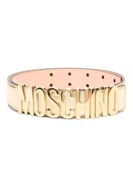 Moschino ремень с логотипом, золотистый