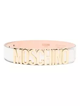 Moschino ремень с пряжкой-логотипом, белый