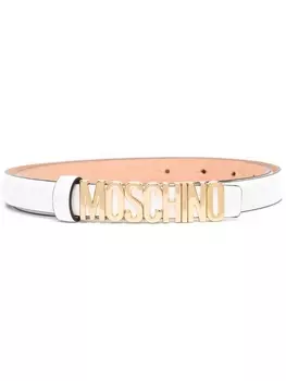 Moschino ремень с пряжкой-логотипом, белый