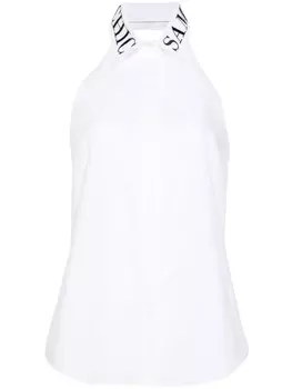 Moschino рубашка без рукавов из поплина с логотипом на воротнике, белый