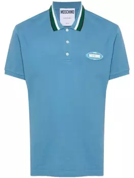 Moschino рубашка поло с логотипом, синий