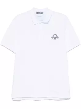 Moschino рубашка поло с вышитым логотипом, белый