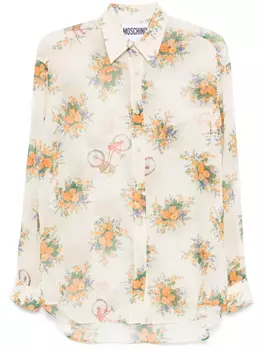 Moschino рубашка с цветочным принтом, нейтральный