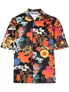 Moschino рубашка с короткими рукавами и цветочным принтом, черный