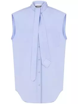 Moschino рубашка с завязками на воротнике, синий