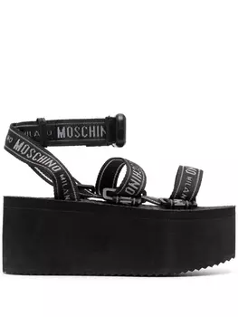 Moschino сандалии на платформе с логотипом, черный